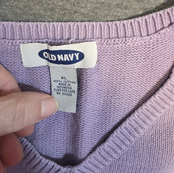 Vintage Old Navy Lavender Knit Sweater Vest Argyle Print Womens Xl Cottagecore - Picture 2 of 6
